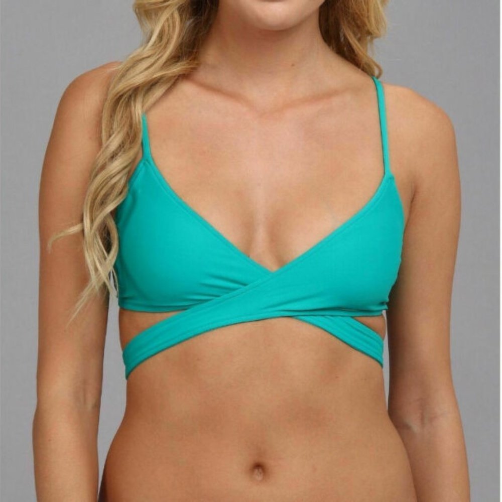 L*Space Teal Wrap Bikini Top